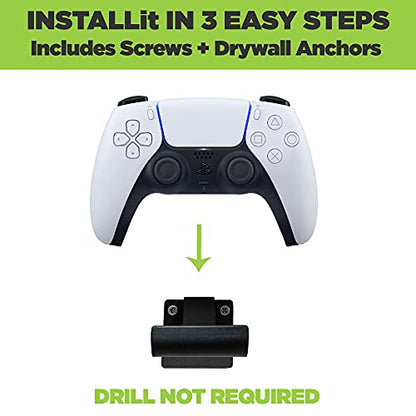 HIDEit Mounts Uni-C Pro Black Rubber Dipped Steel Wall Mount for PlayStation Controller, Gaming Accessory Compatible with PlayStation 5 Controllers and PlayStation 4 Controllers - size: PlayStation Uni-C Pro