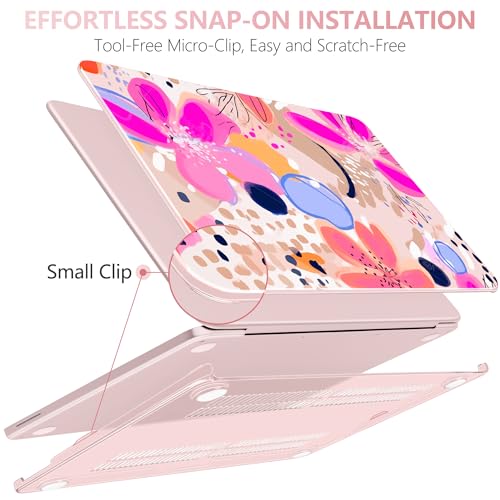 DONGKE Compatible with MacBook Neo 13 Inch Case 2026 A3404 A18 Pro chip & Touch ID, Plastic Hard Shell with Keyboard Cover, Screen Protector & Dust Plugs, Floral Artistic - color: Floral Artistic