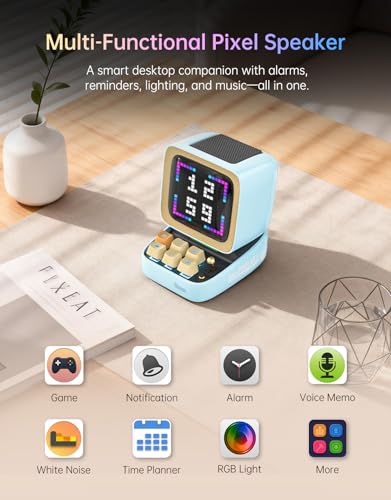Divoom Ditoo Pro Retro Pixel Art Game Bluetooth Speaker with 16X16 LED App Controlled Front Screen (Blue) - color: Blue