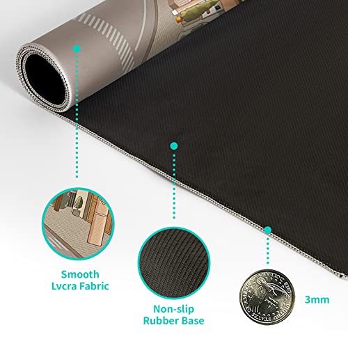 Tokyo Street Mouse Pad Anime Japanese Desk Mat Kawaii Large Gaming Mousepad XL Beige Cute Mousepad Gaming Non-Slip Rubber Base Stitched Edges Keyboard Mouse Mat Desk Pad for Office Home and Game - color: Tokyo Street
