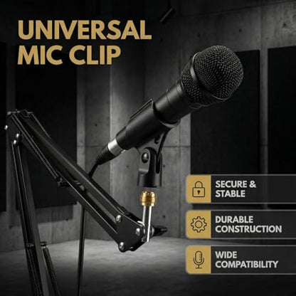 Universal Microphone Clip Holder with 5/8" Male to 3/8" Female Screw Adapter Suitable for Handheld Microphones, 4 Pack