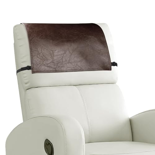 Headrest Cover for Recliner Chair Recliner Headrest Protector Faux Leather Headrest Cover with Elastic Straps Couch Headrest Covers for Furniture Sofa Protector 17 x 27In(Chocolate Brown) - color: Chocolate Brown, size: 17x27 in