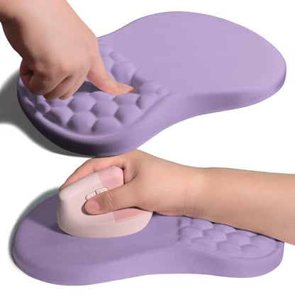 Ergonomic Joint Wrist Support Mouse Pad with Memory Foam Cushion Massage Bump, Carpal Tunnel Pain Relief Mousepad Slope Design for Wrist Rest, 11.8x7.9 in, Pale Purple - color: Pale Purple