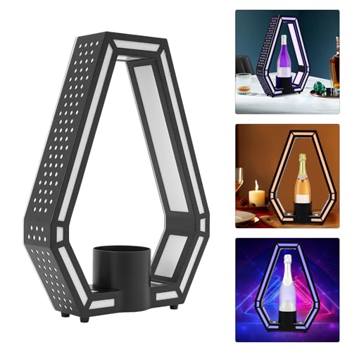 LED Lighted Liquor Bottle Display Shelf Rhombus Bottle Display Stand with Remote Control 7 Color Adjustable Glowing Wine Bottle Display LED Champagne Bottle Presenter for Bar Nightclub Party - color: White-rhombus
