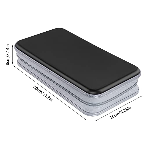 Siveit CD Case, 80 Capacity Hard Plastic DVD Case Portable Zipper CD/DVD Wallet Holder Storage Disc Binder Album Bag for Car Home Travel(Black) - color: Black