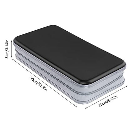 Siveit CD Case, 80 Capacity Hard Plastic DVD Case Portable Zipper CD/DVD Wallet Holder Storage Disc Binder Album Bag for Car Home Travel(Black) - color: Black
