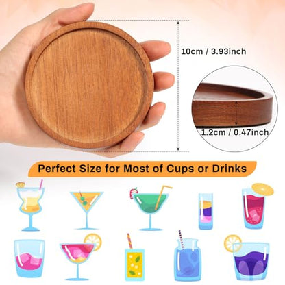 Mckanti Wooden Coasters Set of 6 with Holder, Acacia Wood Drink Coasters for Farmhouse, Patio, Bar Decoration - style: Set of 6