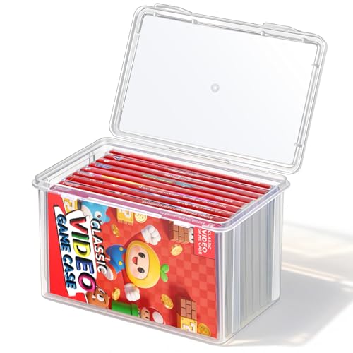 tutata Plastic Video Game Holder, Game Disc Storage Box Compatible with Switch Game Holder - Clear