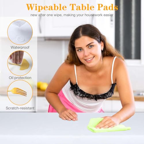 Table Pad Protector with Flannel Backing Cut to Fit Waterproof Heat Resistant Heavy-Duty Reusable Table Cloth 60" Round Vinyl Table Padding Under Tablecloth - size: 60" (Round)