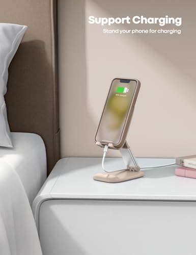 Lamicall Khaki Phone Holder for Desk - Cellphone Stand Khaki Desk Accessories Desktop Office Must Have Compatible Gifts for iPhone, Telephone Stand, 4-8'' Smartphone - color: Khaki