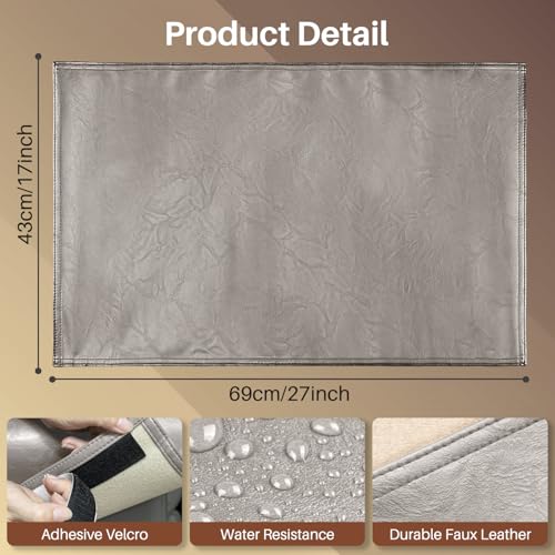 Recliner Headrest Protector,Non Slip Waterproof Headrest Cover,Leather Recliner Headrest Cover for Sofa,Furniture,Living Room,Office Chair (Taupe) - color: Taupe, size: Hook & Loop