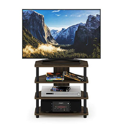 Furinno Turn-N-Tube Easy Assembly 4-Tier Petite Entertainment Center / TV Stand / TV Unit / TV Desk, Columbia Walnut/Black - color: Columbia Walnut, size: 4-Tier