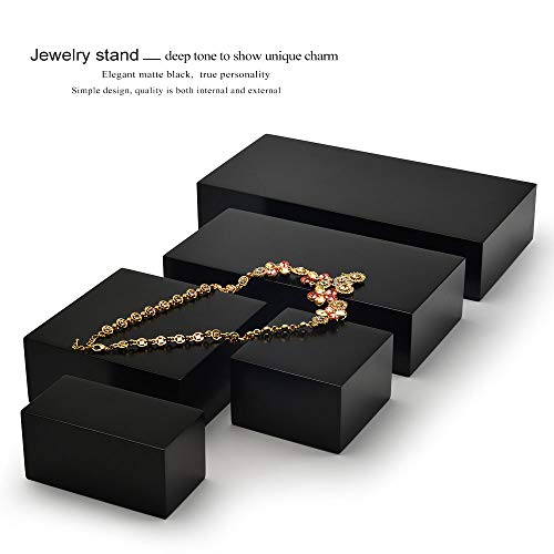 Oirlv Solid Wood Minimalism Style Jewelry Display Stand Showcase Jewelry Organizer Black Square Holder (SM05303) - color: SM05303