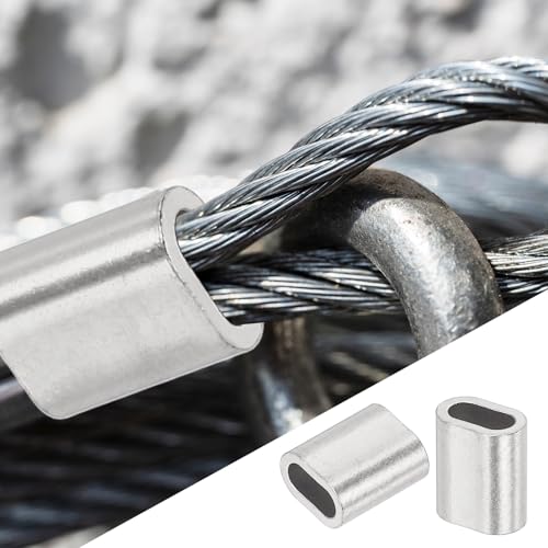 uxcell 1/8"(2.5mm) Wire Rope Stop Sleeve, 304 Stainless Steel Cable Wire Rope Crimping Loops Sleeve Ferrules for Cable Ferrule, Silver 20Pcs - size: 1/8"(2.5mm)