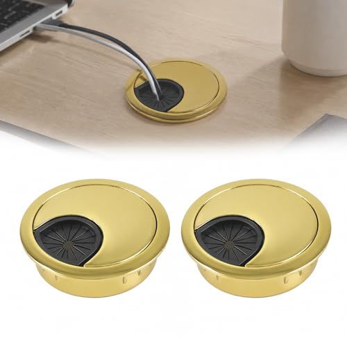 2 PCS Metal Desk Grommet 2 Inch(50mm) Metal Desk Hole Cover for Cables Zinc Alloy Table Cord Hole Cover for Organizing & Hiding Wire Cable - Bronze