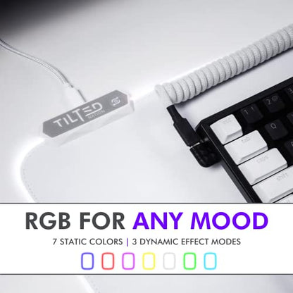 Tilted Nation Bone White Gaming Mouse Pad RGB - Large LED Mousepad - LED Desk mat with 8 Adjustable Light Modes - Non Slip Rubber Base, Easy to Clean Water Proof Surface Mat for Keyboard and Mouse - color: White