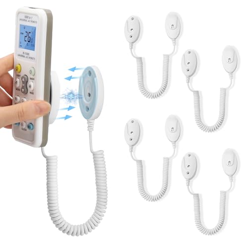 WALLFID 4-Pack Magnetic Remote Control Holders with Spring Ropes - Safely Secure Remotes & Small Items, Wall-Mount with Adhesive, Anti-Loss, Rapid Adsorption, Extendable Spring (White 70 inch，4 Pack) - color: White 70 inch，4 Pack