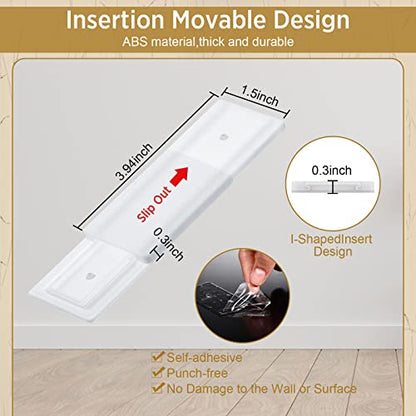 Yinkin 6 Pcs Power Strip Holder Self Adhesive Power Strip Wall Mounted Protector Punch Free Cable Management System Plug-in Surge Protector Holder for Computer Office