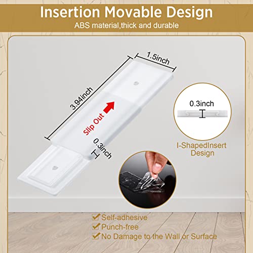 Yinkin 6 Pcs Power Strip Holder Self Adhesive Power Strip Wall Mounted Protector Punch Free Cable Management System Plug-in Surge Protector Holder for Computer Office