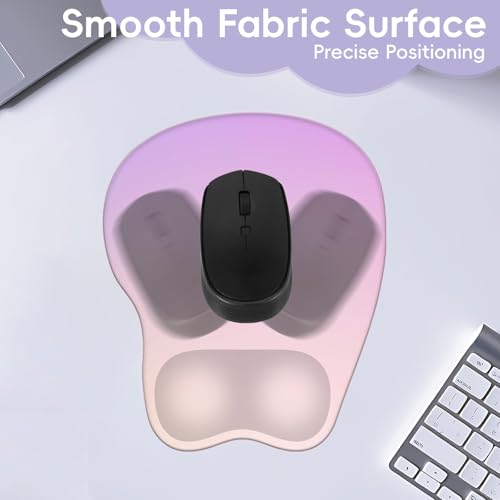 Mouse Pad with Wrist Rest Ergonomic Mouse Pad with Comfortable M-Shape Pain Relief Wrist Support Non-Slip PU Base Mousepad for Laptop, Office & Home (Lilac) - color: Lilac