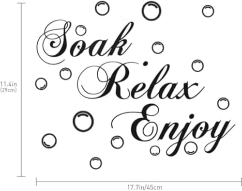 Soak Relax Enjoy Bathroom Wall Decals,Art Quote Stickers for Bathroom, Bedroom and Living Room,Inspirational Home Decor, Murals and Room Decor (17.7x11.4 Inch)