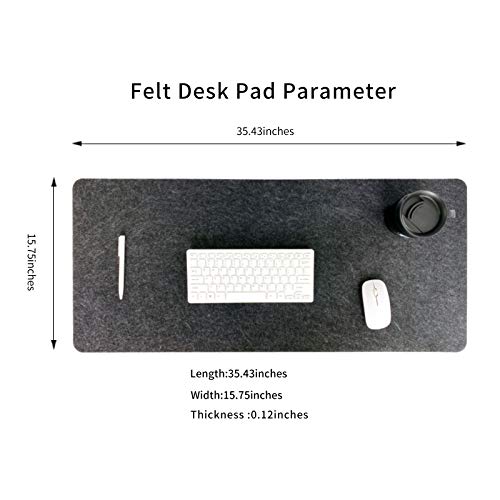 Felt Desk Mat, 35.5"x15.8", Large Keyboard and Mouse Pad for Computer, Non-Slip Wool Desk Pad for Office and Home, Dark Gray - color: Dark Gray