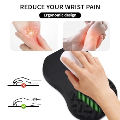 3-in-1 Ergonomic Mouse Pad Set with Keyboard Wrist Rest Support & Cable Organizer – Memory Foam for Carpal Tunnel & Pain Relief, Non-Slip Base – Ideal for Office & Gaming – Gift Box – Black-Meeshoo