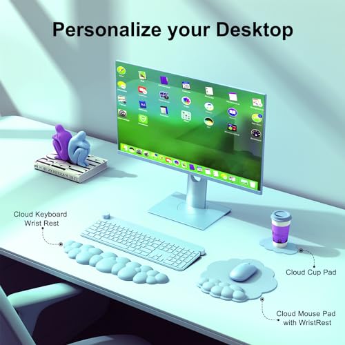 MOKURU Cloud Mouse Pad with Wrist Rest, Cloud Keyboard Wrist Rest, Mouse Pad Wrist Support, Ergonomic Cloud Keyboard Mouse Wrist Support (Blue) - color: Blue