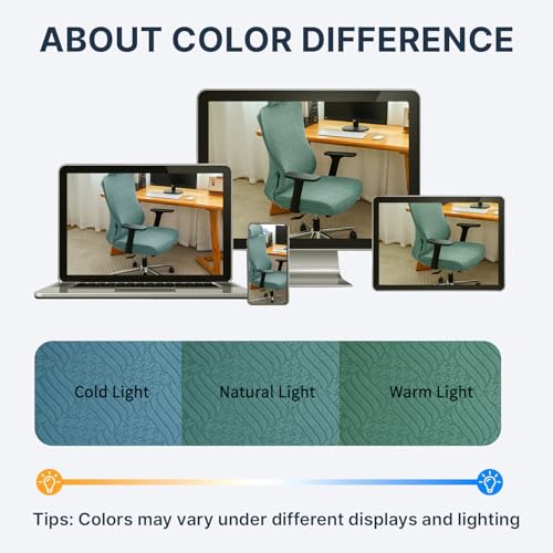 Ergonomic Office Chair Cover with Headrest Covers Green Jacquard Stretch Desk Chair and Headrest Slipcovers Washable - color: Jacqaurd L-green, size: Chair and Headrest Covers