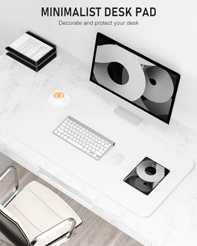 Desk Pad, 23.6" x 13.8" PU Leather Non-Slip Desk Mat Large Mouse Pad for Desktop, Waterproof Laptop Computer Writing Mat for Office, Home, Work, Gaming, White - color: White, size: 23.6" x 13.8"