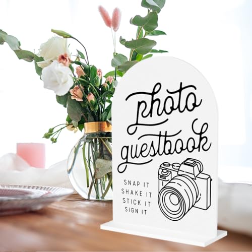 Photo Guest Book Sign, Wedding Guest Book Desk Decor, Wedding Engagement Party Bridal Shower Table Desk Acrylic Sign - color: Photo Guestbook