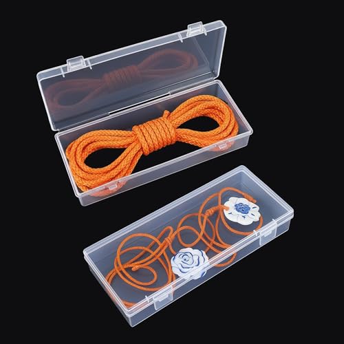 6 Pack Clear Plastic Storage Boxes with Hinged Lids, 6x2.6x1.2 Inches Long Rectangular Organizer for Diamond Art Accessories, Beads, Crafts