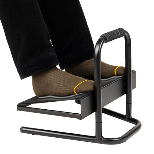 Mind Reader Foot Rest, Under Desk at Work, Ergonomic, Height Adjustable, Office, Metal, Black - size: Metal Foot Rest