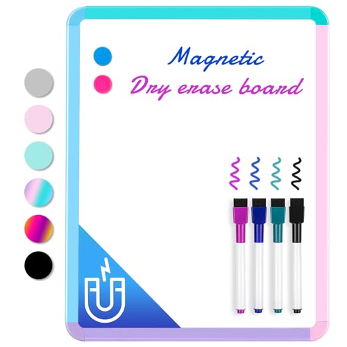 VUSIGN Small White Board Dry Erase, 11''x14'' Magnetic Dry Erase Board, Mini Whiteboard with Markers for Students, Fridge, Wall, Locker - color: E-colorful1 1 Pack
