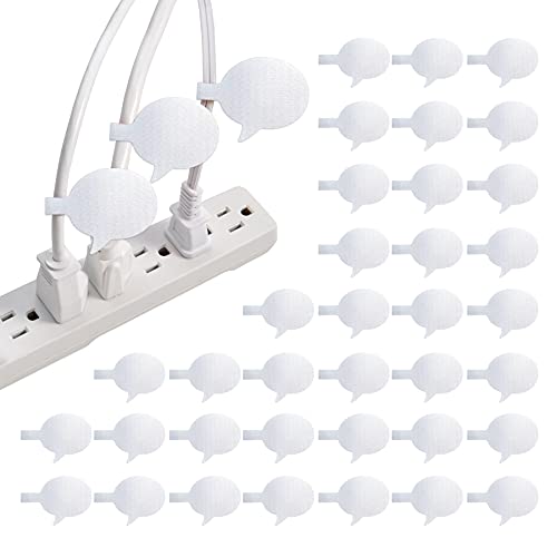 Cable Labels by Wrap-It Storage, Speech Bubbles, White (36-Pack) Write On Cord Labels, Wire Labels, Cable Tags and Wire Tags for Cable Management and Organizer for Electronics, Computers, More - color: White, size: Speech Bubbles