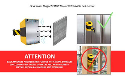 Crowd Control Warehouse - CCW Series WMB-220 Magnetic Wall Mount Retractable Belt Barrier - 15 Foot, Caution Do Not Enter Belt with Black ABS Case, Crowd Control Barriers - color: Caution Do Not Enter Belt with Black ABS Case, size: 15 foot belt