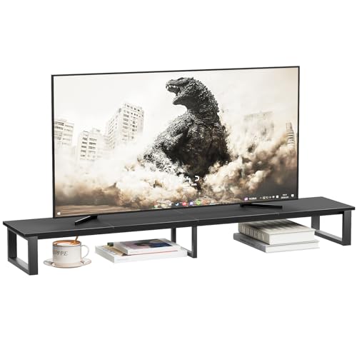 aboxoo 59" Large TV Riser Stand for 32-75 Inch TV, TV Shelf with Steel Legs, Tabletop TV Riser for Home Living Room, Study Office (Black) - color: Black, size: 59 inch