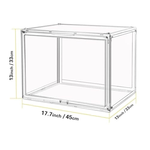 GUDEMAY Large Clear Stackable Plastic Storage Bins with Door, Dustproof Figures Collectibles Display Case, Football & Motorcycle Helmet Showcase, Basketball, Memorabilia Organizer Box (XL, Count, 1) - size: XL