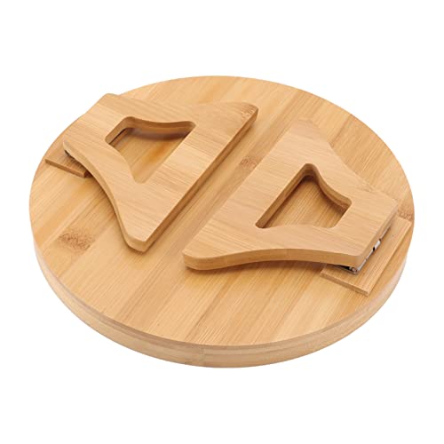 Tissting Wood Round Sofa Tray 9.65in x 4.72in - Clip on Side Table with Foldable Leg for Coffee, Tea, Snacks, Remote Controls, Living Room, Apartment, Dorm