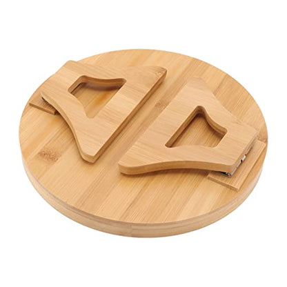 Tissting Wood Round Sofa Tray 9.65in x 4.72in - Clip on Side Table with Foldable Leg for Coffee, Tea, Snacks, Remote Controls, Living Room, Apartment, Dorm