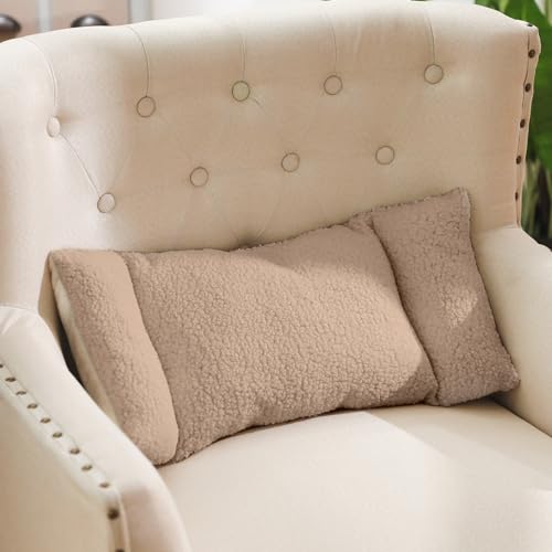 Queekay Fleece Lumbar Support Pillow 3 Section Back Pillow Office Chair for Back Support Comfortable Lumbar Cushion for Car Seat Pain Relief Sofa Rest(Light Camel) - color: Light Camel