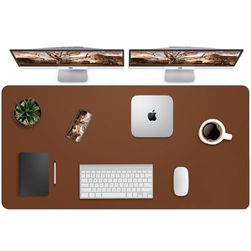 Leather Desk Pad Protector,Mouse Pad,Office Desk Mat, Non-Slip PU Leather Desk Blotter,Large Desk mat,Waterproof Keyboard mat for Office/Home/Decor (Brown,48" x 24") - color: Brown, size: 48" x 23"