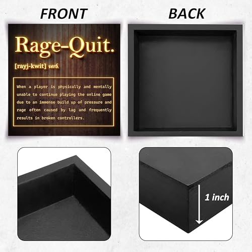 Gaming Accessories for Game Room, ‘Rage-Quit’ Wood Box Sign Decor, Gifts for Video Gamer, Boys & Girls, Men and Women, Gamer Room Decorations, Birthday Gifts, Gaming desk decor, Christmas Gifts. (008)