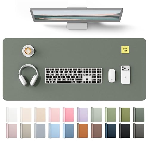 YSAGi Leather Desk Protector, Office Mat, Large Mouse Mat, Non-Slip PU Leather Blotter, Laptop Desk Mat, Waterproof Writing Pad for Office and Home(Dark Green, 42" x 17.2") - color: Dark Green, size: 42" x 17.2"