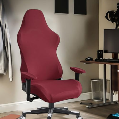 Stretch Gaming Chair Cover, Soft and Comfortable, Dust Protection, Modern Design, for Office Computer Racing Seat(Wine Red) - color: Wine Red