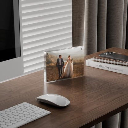 ATZYmolin 5x7 Acrylic Picture Frame 3 Pack, 20mm Thick Magnetic Double Sided Display 20% Thicker- Frameless Clear Transparent Photo Frame for Desktop/Tabletop, Self Standing with Microfiber Cloth - size: 5x7"