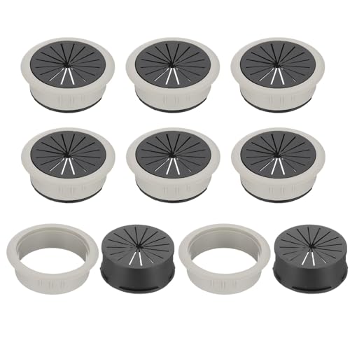 PATIKIL 60mm(2 3/8inch) Desk Grommet,8pcs Desk Cord Hole Cover Desk Cable Hole Grommet Cover Sturdy ABS Plastic Round Large for Cables Cabinets Desktop Equipment Wiring Organizing, Grey - color: Gray, size: 60mm