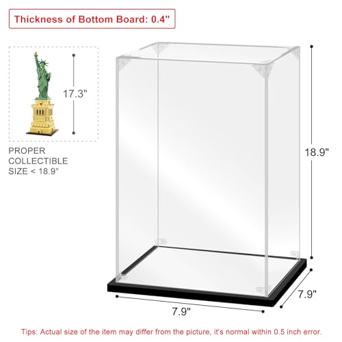 Acrylic Display Case for Collectibles Assemble Acrylic Display Box for Lego 21042 Building Statue Clear Acrylic Case for Display Model Trophy Action Figures(Black,7.9*7.9*18.9 inch) - size: 7.9*7.9*18.9 inch