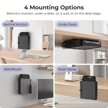 Mini PC Mount for HP with Desk Clamp Micro PC VESA Wall Under Desk Mount and C-Clamp Desktop Mount for HP EliteDesk 800 805 705, Pro Mini 400 260, ProDesk 600 400 405 Mini PC Wall Mount