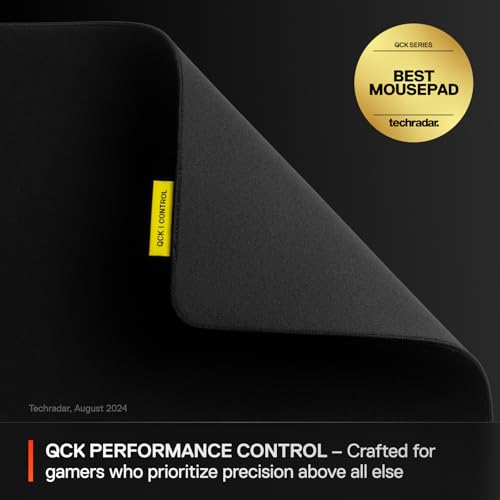SteelSeries QcK L Performance Control Gaming Mousepad — Extra Density for a Smooth Glide — Low-Profile Edge Stitching — Non-Slip Neoprene Rubber Base — 16.54 x 19.29 inch — FPS, MOBAs, RTS, MMO - size: Large, style: Control